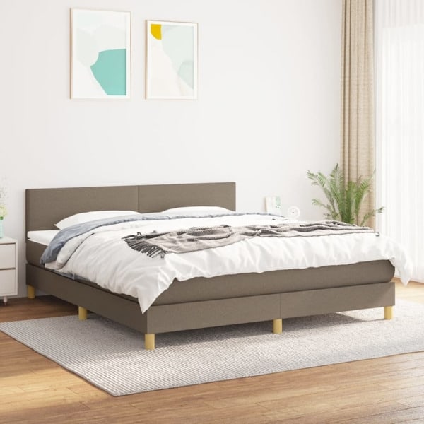vidaXL Ramsäng med madrass taupe 160x200 cm tyg Taupe