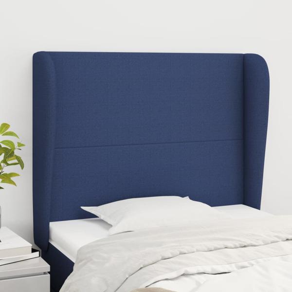 vidaXL Sänggavel med kanter blå 93x23x118/128 cm tyg Blå