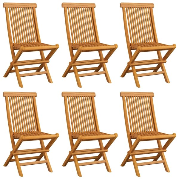 vidaXL Hopfällbara stolar med beige dynor 6 st massivt teakträ Beige