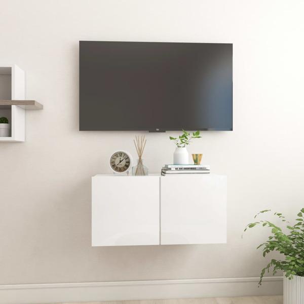 vidaXL Väggmonterad TV-skåp vit högglans 60x30x30 cm Vit