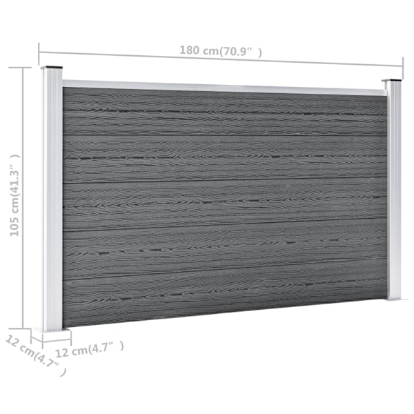 vidaXL Staketpanel WPC 872x106 cm grå grå