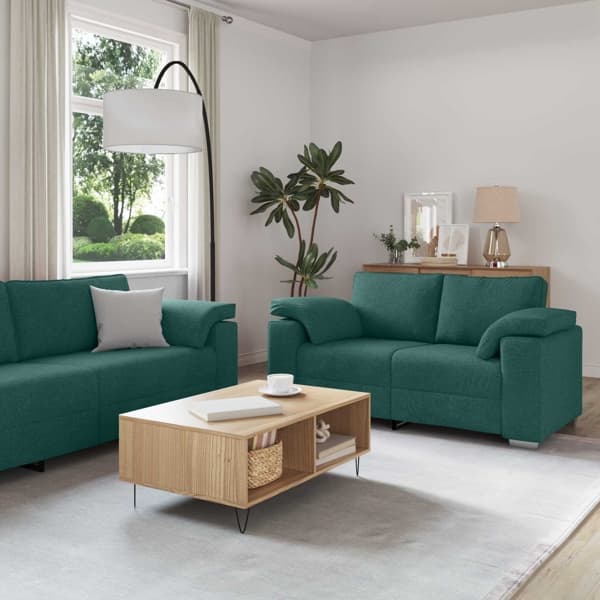 vidaXL Soffa 2 st Mörkgrön tyg Grön