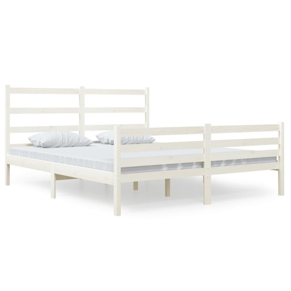vidaXL Sängram massiv furu 140x190 cm Vit