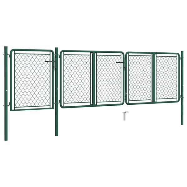 vidaXL Trädgårdsgrind stål 400x100 cm grön Grön