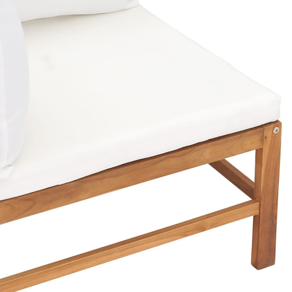 vidaXL Hörnsoffa med naturvita dynor massiv teak Creme
