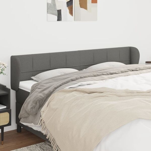 vidaXL Sänggavel med kanter mörkgrå 183x23x78/88 cm tyg Grå