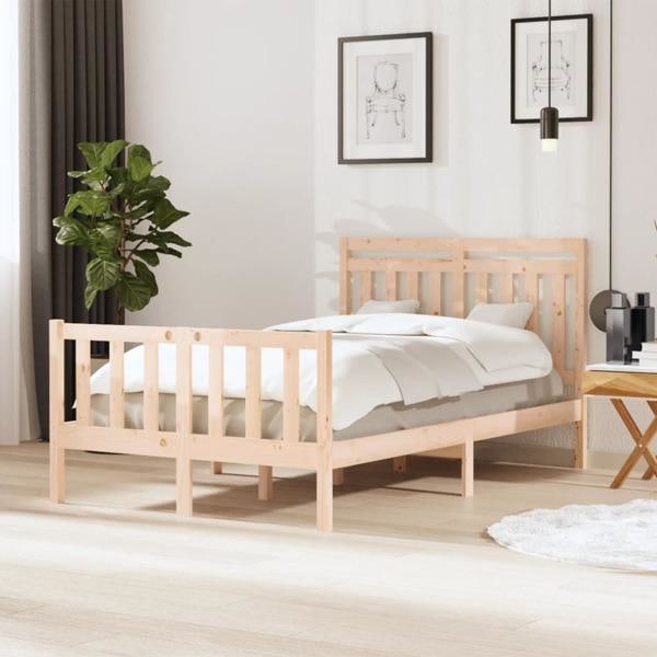 vidaXL Sängram massiv furu 120x190 cm Brun