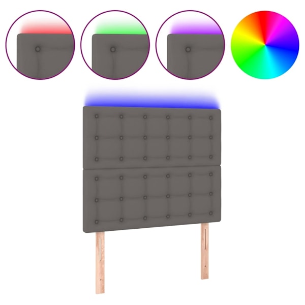 vidaXL Sänggavel LED grå 100x5x118/128 cm konstläder Grå