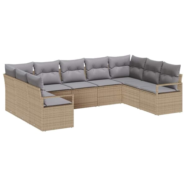 vidaXL Soffset 9 st Beige konstrotting Beige