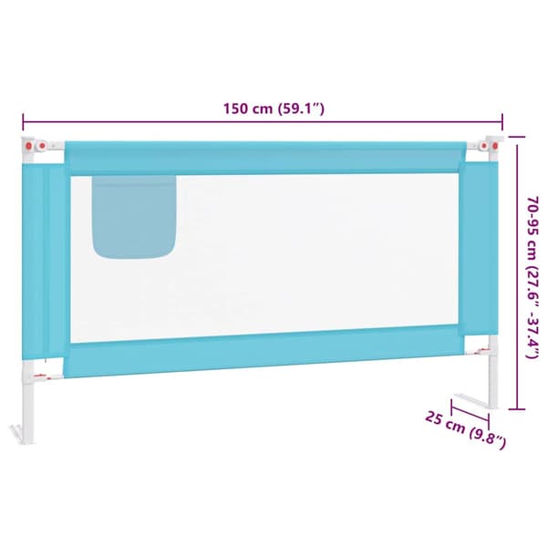 vidaXL Sängskena för barn blå 150x25 cm tyg Blå