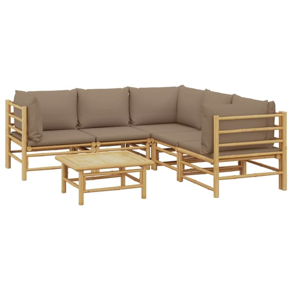 vidaXL Loungegrupp 6 delar taupe dynor bambu Brun