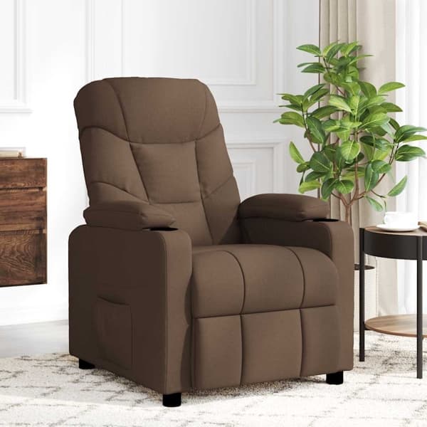 vidaXL Massagefåtölj brun tyg Brun
