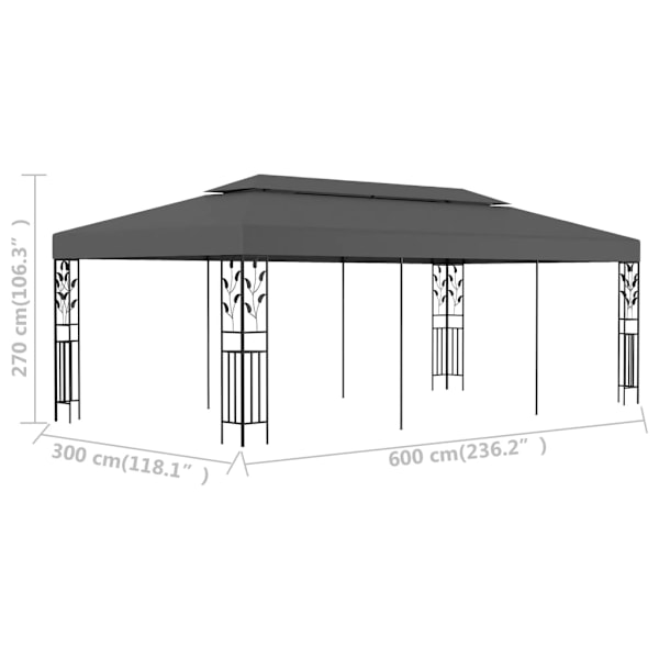 vidaXL Paviljong 3x6 m antracit Antracit
