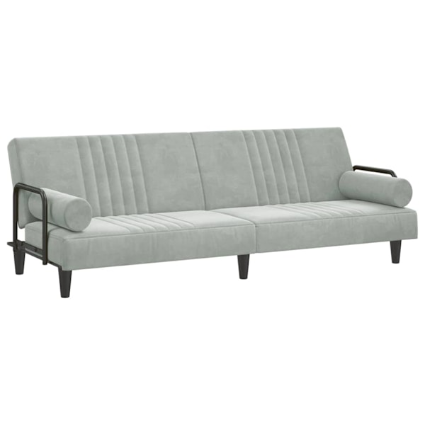 vidaXL Bäddsoffa med armstöd ljusgrå sammet Grå