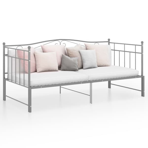 vidaXL Utdragbar sängram bäddsoffa grå metall 90x200 cm grå
