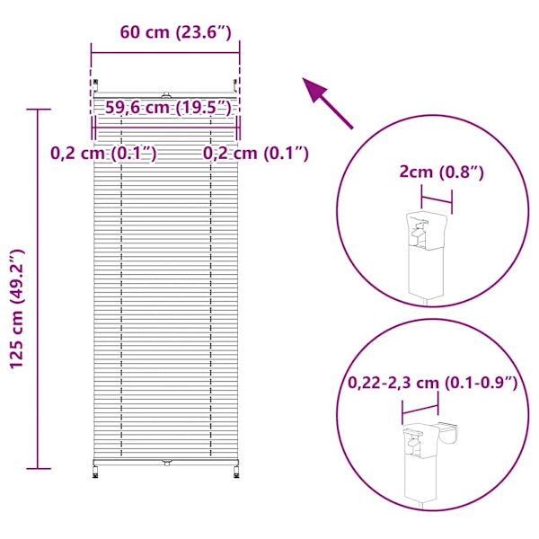 vidaXL Plisségardin 60x125 cm creme Creme