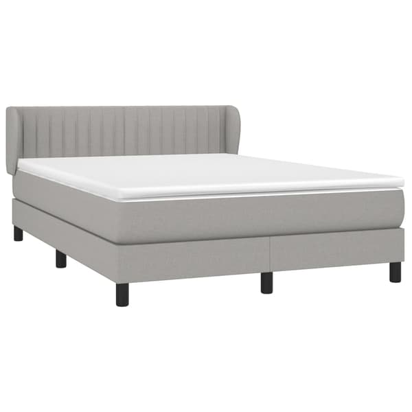 vidaXL Ramsäng med madrass ljusgrå 140x190 cm tyg Grå