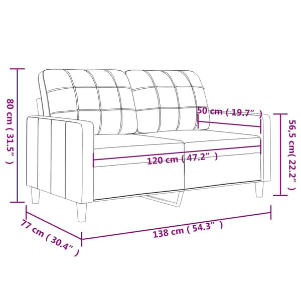 vidaXL 2-sitssoffa ljusgrå Svart 120 cm tyg art