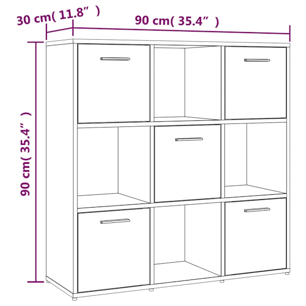 vidaXL Bokhylla brun ek 90x30x90 cm konstruerat trä Brun