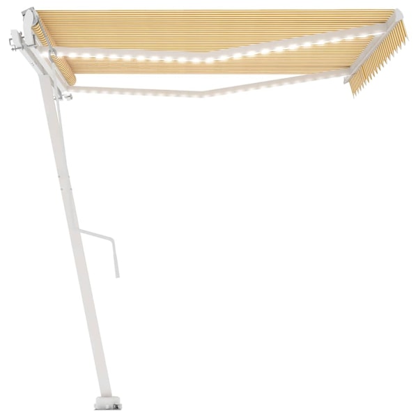 vidaXL Automatisk markis med vindsensor & LED 400x300 cm gul/vit Gul