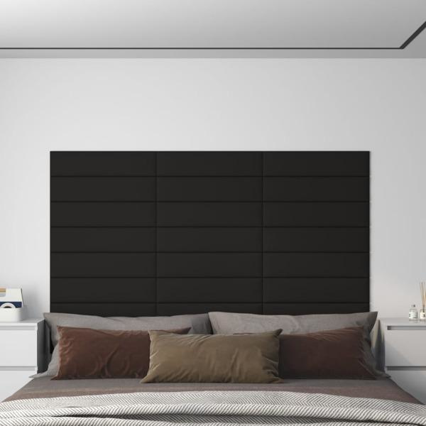 vidaXL Väggpaneler 12 st svart 60x15 cm tyg 1,08 m Svart