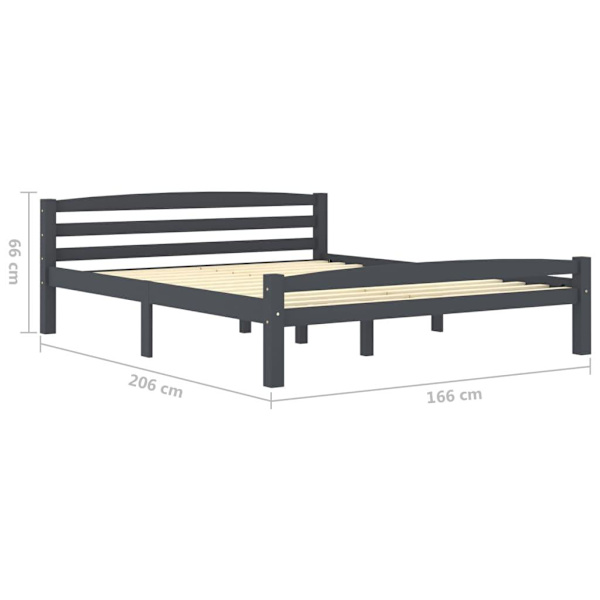 vidaXL Sängram mörkgrå massiv furu 160x200 cm grå