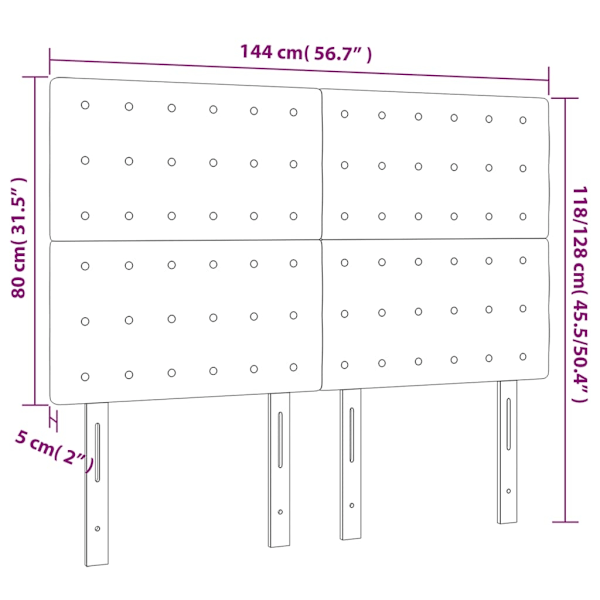 vidaXL Sänggavel LED grå 144x5x118/128 cm konstläder Grå