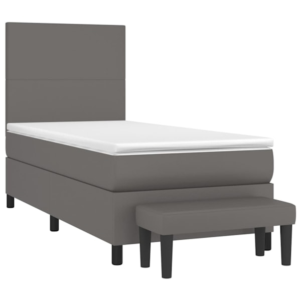 vidaXL Ramsäng med madrass grå 90x190 cm konstläder Grå