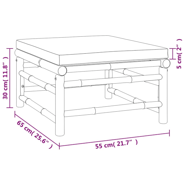 vidaXL Loungegrupp 6 delar taupe dynor bambu Brun