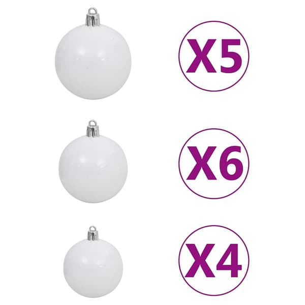 vidaXL Belyst plastgran med kulor silver 120 cm PET Silver