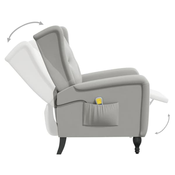 vidaXL Massagefåtölj ljusgrön sammet grå