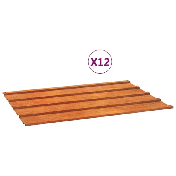 vidaXL Takplåt 12 st rostfärgad 60x44 cm rosttrögt stål Brun