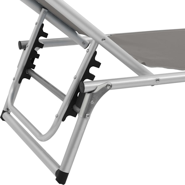 vidaXL Hopfällbar solsäng med tak aluminium och textilen grå grå