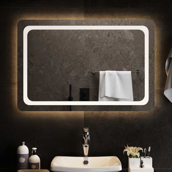 vidaXL Badrumsspegel LED 90x60 cm Transparent