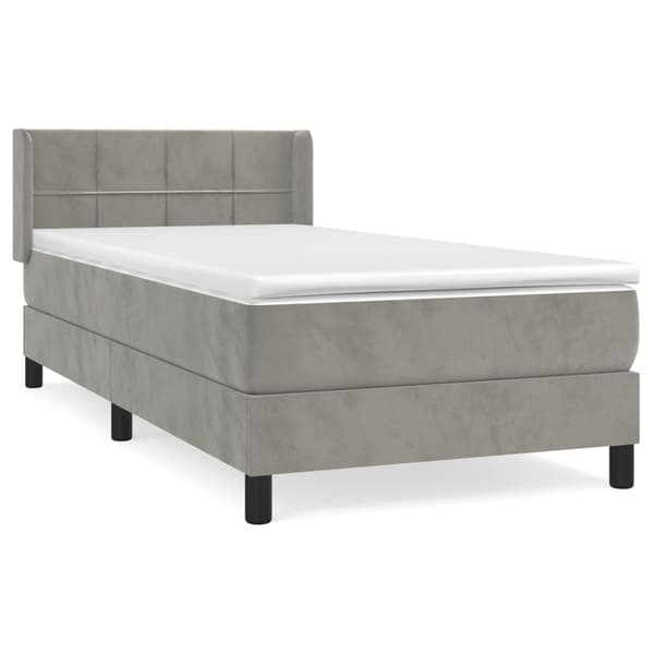 vidaXL Ramsäng med madrass ljusgrå 100x200 cm sammet Grå