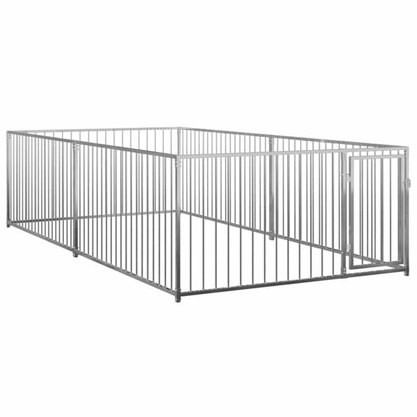 vidaXL Hundgård för utomhusbruk 200x400x100 cm Silver