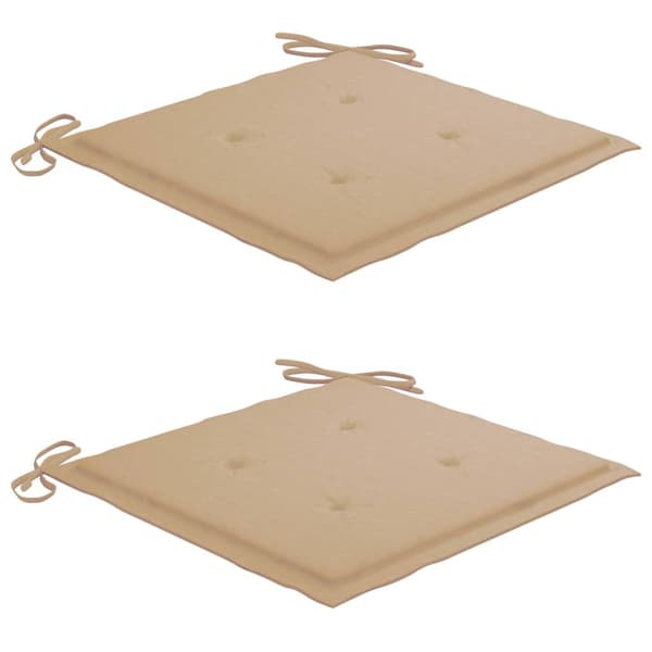vidaXL Matstolar 2 st med dynor beige massiv teak Beige