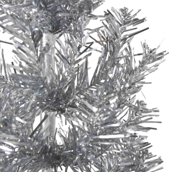 vidaXL Smal halv plastgran med stativ silver 210 cm Silver