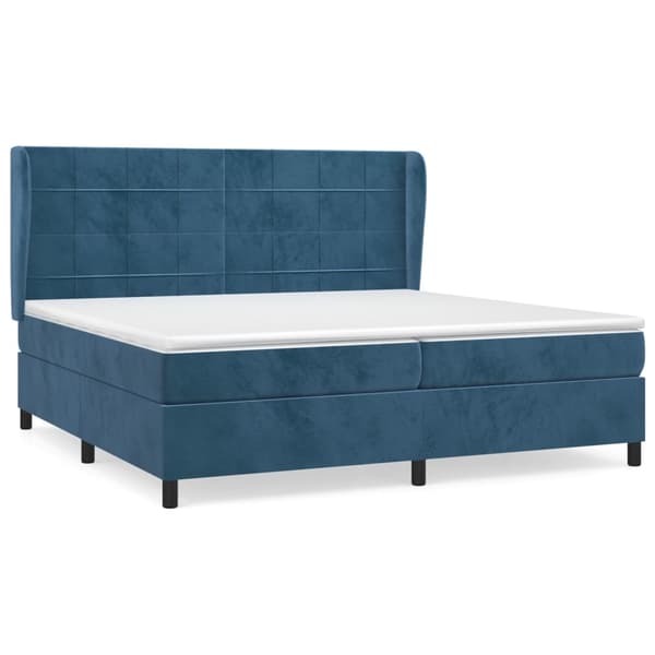 vidaXL Ramsäng med madrass mörkblå 200x200 cm sammet Blå