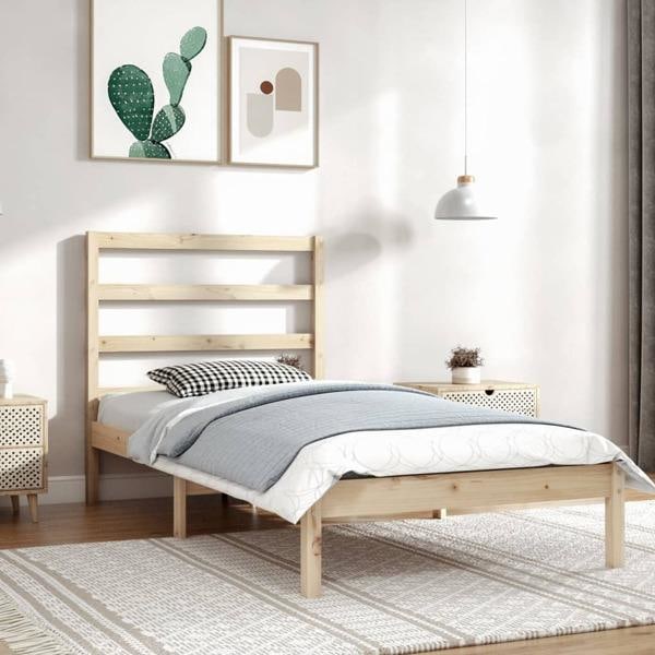 vidaXL Sängram massiv furu 100x200 cm enkelsäng Brun