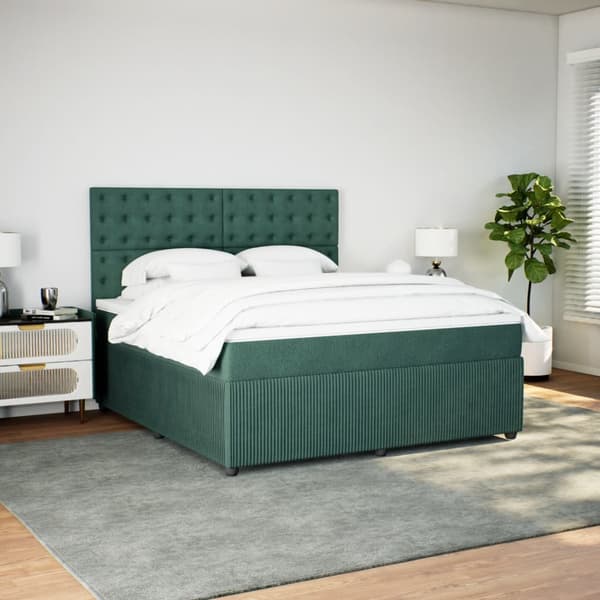 vidaXL Ramsäng med madrass mörkgrön 180x200 cm sammet Grön