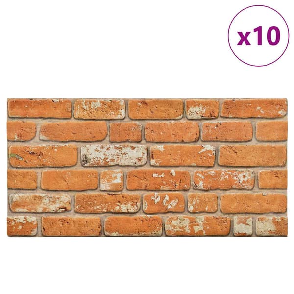 vidaXL Väggpaneler 10 st 100 x 50 cm Tegel EPS Skum Brun