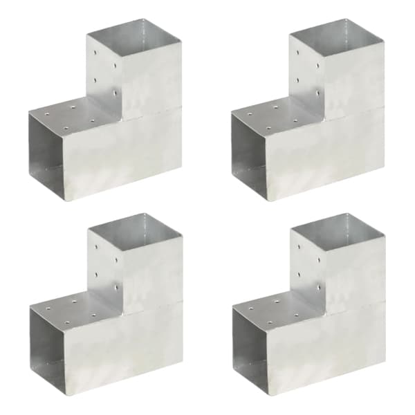 vidaXL Stolpbeslag 4 st L-form galvaniserad metall 101x101 mm Silver
