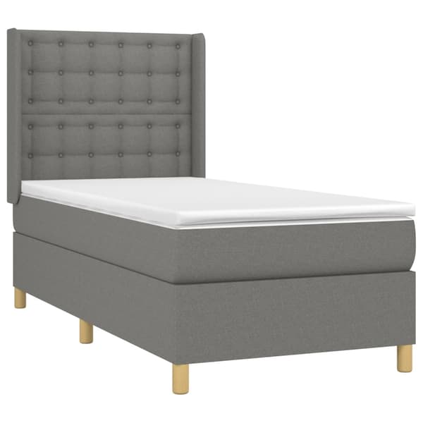vidaXL Ramsäng med madrass mörkgrå 80x200 cm tyg Grå