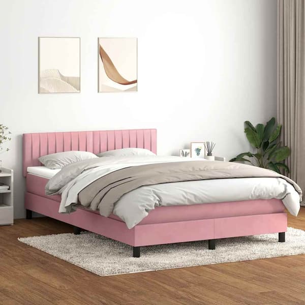 vidaXL Ramsäng med madrass rosa 140x220 cm sammet Rosa