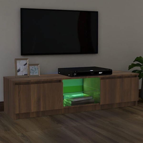 vidaXL TV-bänk med LED-belysning Brun ek 120x30x36 cm Brun