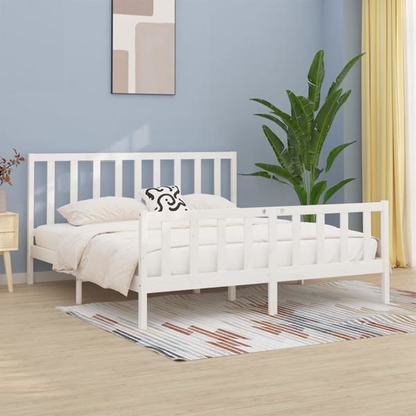 vidaXL Sängram vit massivt trä 200x200 cm Vit