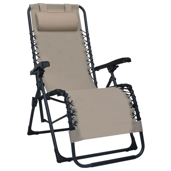 vidaXL Hopfällbar solstol taupe textilene Taupe