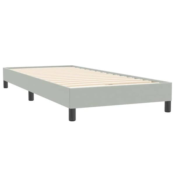 vidaXL Resårsäng med madrass ljusgrå 90x220 cm sammet Grå