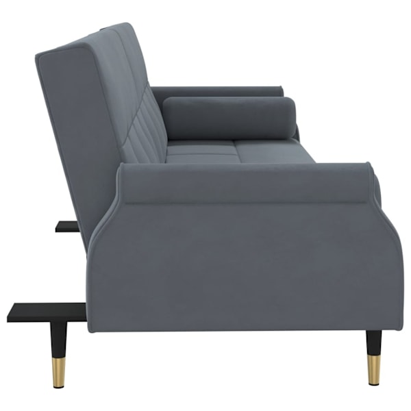 vidaXL Bäddsoffa med dynor mörkgrå sammet Grå